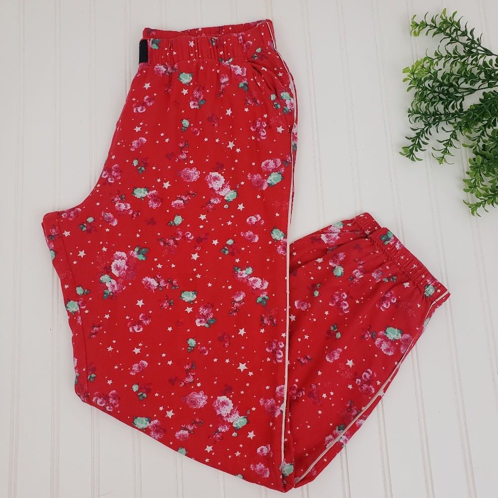 Victorias Secret Pajama Pants Red Floral Lounge Pants Joggers size Medium